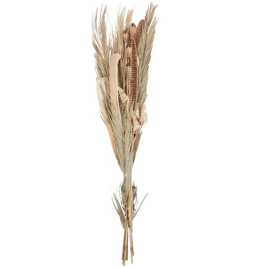 62&#x22; Beige Dried Plant Assorted Bouquet Palm Leaf Natural Foliage with Branch Accents